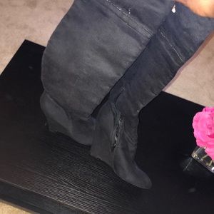 Over the knee wedge boots